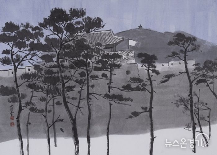 이길범 <수원화성> 연도미상, 종이에 먹,색, 84x92.5cm 《이길범: 긴 여로에서》展