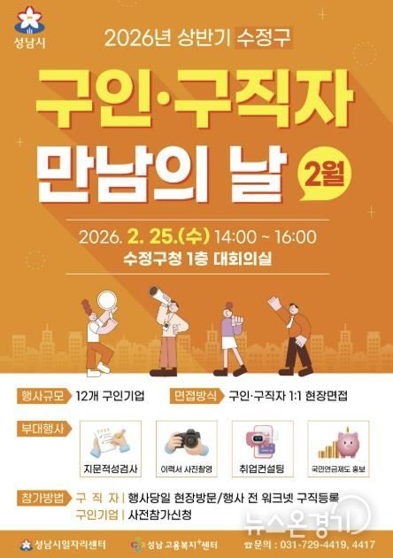 성남시 2월 '구인구직자 만남의 날' 행사 홍보 포스터