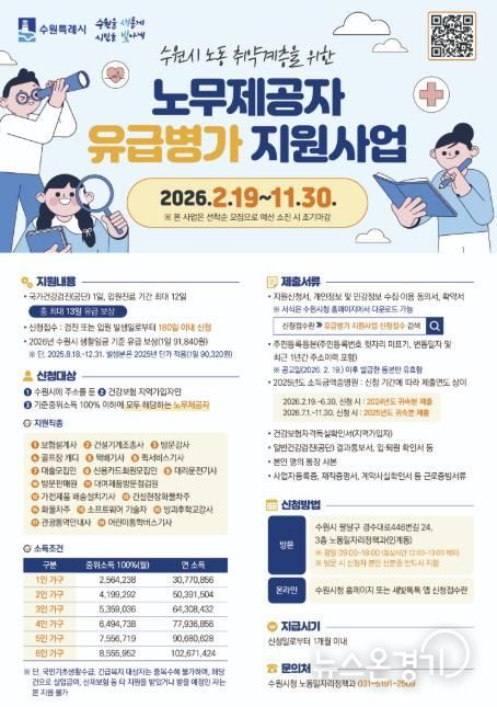 2026년 노동취약계층 노무제공자 유급병가 지원사업 홍보물
